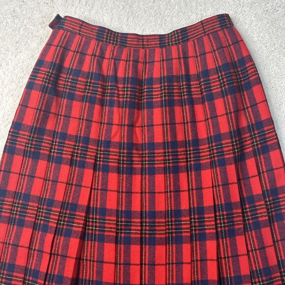 VTG Pendleton Skirt Women's 8 Red Leslie Tartan 100% Virgin Wool Pleated - Picture 7 of 12